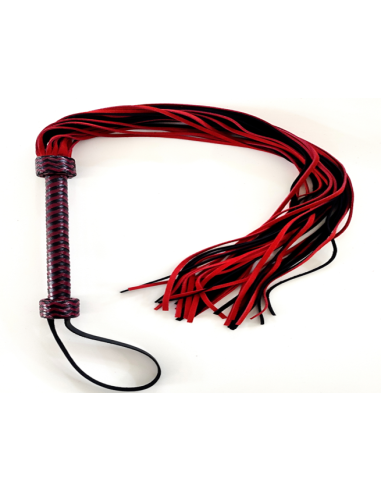 Flogger de cuero suave rojo negro 78cm