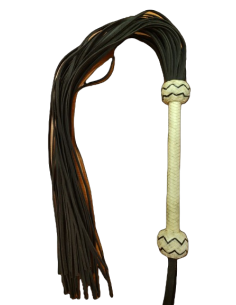 Flogger de cuero negro mango rígido 78cm