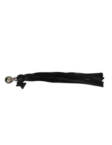 Flogger cuero suave mango metalico